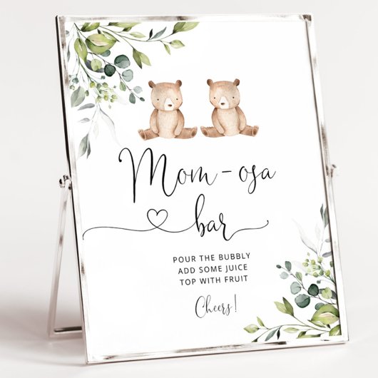 Poster Ours jumeaux eucalyptus bar Mom-osa