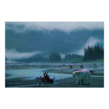 Ours Kermode Rare (Ours Esprit) et rivière Misty