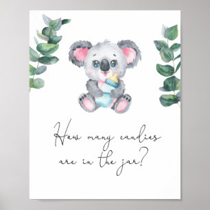 Poster Ours koala - devinez combien de bonbons