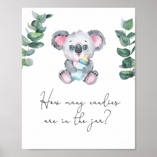 Poster Ours koala - devinez combien de bonbons (Devant)