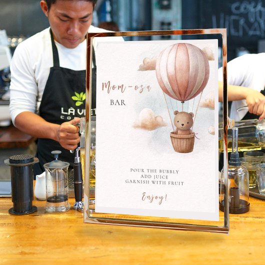 Poster Ours maman-osa sur le Baby shower de ballon