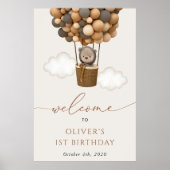 Poster Ours mignon, Ballons Brown, Bienvenue pour le prem (Devant)