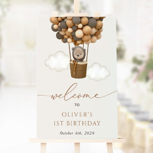 Poster Ours mignon, Ballons Brown, Bienvenue pour le prem