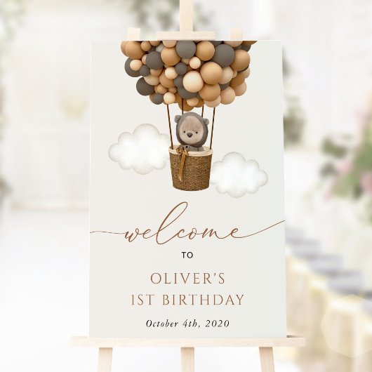 Poster Ours mignon, Ballons Brown, Bienvenue pour le prem