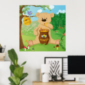 Poster Ours mignon mangeant du miel (Bureau à domicile)