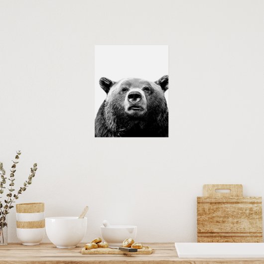 Poster Ours noir blanc animal de la forêt cache-cache pho (Cuisine)