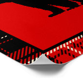 Poster Ours noir, carreaux rouges (Coin)