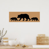 Poster Ours noir & Cubs Silhouette (Cuisine)
