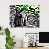 Poster Ours noir dans la peinture des bois (Bureau à domicile)