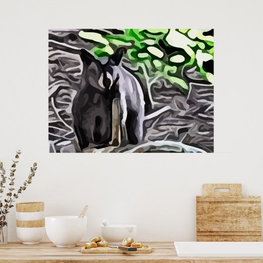 Poster Ours noir dans la peinture des bois (Cuisine)