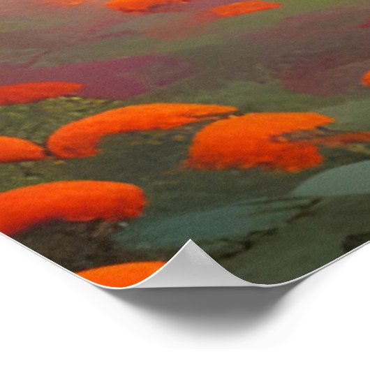 Poster Ours noir en fleurs orange (Coin)