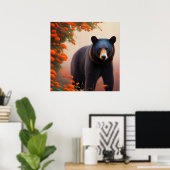 Poster Ours noir en fleurs orange (Bureau à domicile)