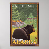 Poster Ours noir en forêt - Anchorage, Alaska (Devant)