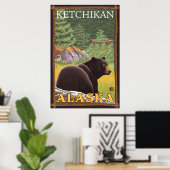 Poster Ours noir en forêt - Ketchikan, Alaska (Bureau à domicile)