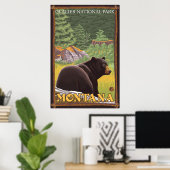 Poster Ours noir en forêt - Parc national des Glaciers, M (Bureau à domicile)