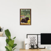Poster Ours noir en forêt - Sitka, Alaska (Bureau à domicile)
