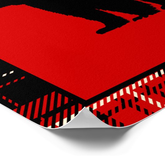 Poster Ours Noir, Plaid Rouge (Coin)