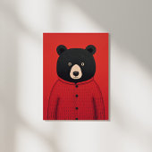 Poster Ours noir Whimsical dans l'affiche Sweater rouge