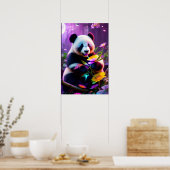 Poster Ours Panda et Fleurs (Cuisine)