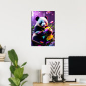 Poster Ours Panda et Fleurs (Bureau à domicile)