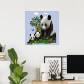 Poster Ours panda et oursons (Bureau à domicile)