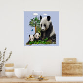 Poster Ours panda et oursons (Cuisine)