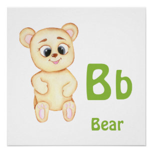 Poster Ours personnaliser ABC : Lettre B - Ajoutez votre