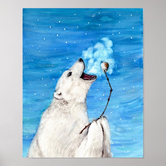 Poster Ours polaire avec Marshmallow grillé (Devant)