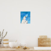 Poster Ours polaire avec Marshmallow grillé (Cuisine)
