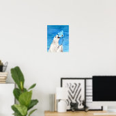 Poster Ours polaire avec Marshmallow grillé (Bureau à domicile)