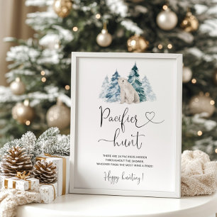 Poster Ours polaire chasse Pacifique jeu de baby shower P
