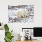 Poster Ours polaire femelle et deux petits (Bureau à domicile)