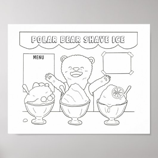 Poster Ours Polaire Glace Râpée Coloriage Téléchargeable (Devant)