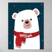 Poster Ours polaire l Noël l Fête Personnalisable (Devant)