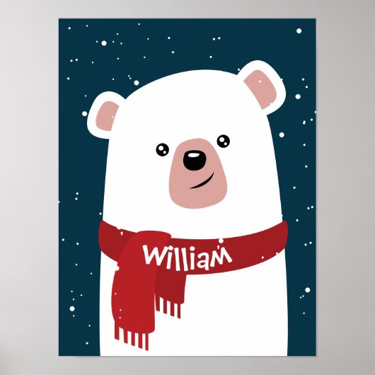 Poster Ours polaire l Noël l Fête Personnalisable (Devant)