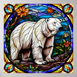 Poster Ours polaire majestueux debout sur la glace arctiq