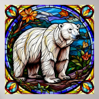 Poster Ours polaire majestueux debout sur la glace arctiq