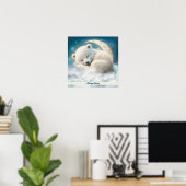 Poster Ours polaire mignon dormant sur la Lune dans les n (Bureau à domicile)
