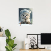 Poster Ours polaire mignon en bleu Casquette Art personna (Bureau à domicile)