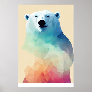 Poster Ours Polaire Nature sauvage Couleurs animales Pein