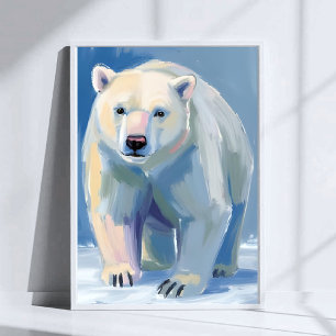 Poster Ours polaire Peinture d'animal d'hiver à l'aquar