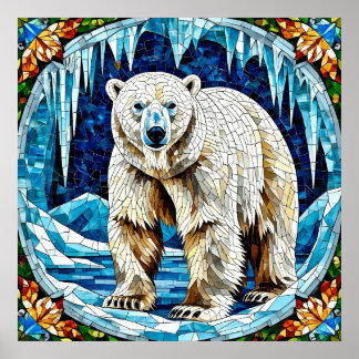 Poster Ours Polaire Puissant Dans Un Paysage Arctique Gel