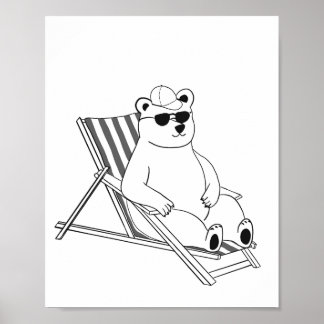 Poster Ours polaire sur chaise longue