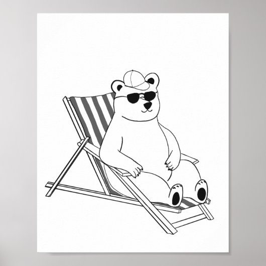 Poster Ours polaire sur chaise longue (Devant)