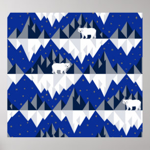 Poster Ours polaire sur Iceberg Motif sans couture.