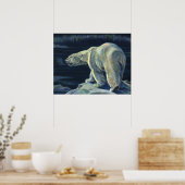 Poster Ours polaire vintage, animaux marins de l'Arctique (Cuisine)