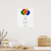 Poster Ours polaire volant avec ballons d'anniversaire (Cuisine)