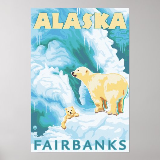 Poster Ours Polaires & Cub - Fairbanks, Alaska (Devant)