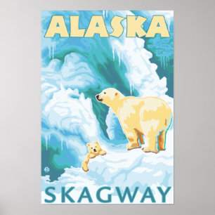 Poster Ours polaires & Cub - Skagway, Alaska