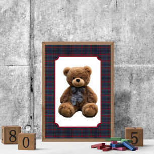 Poster Ours Polo Tartan Écossais Garçon Enfants Crèche